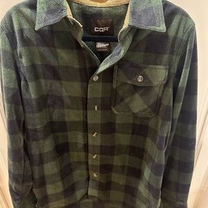 Men's Green and Black Plaid Shirt